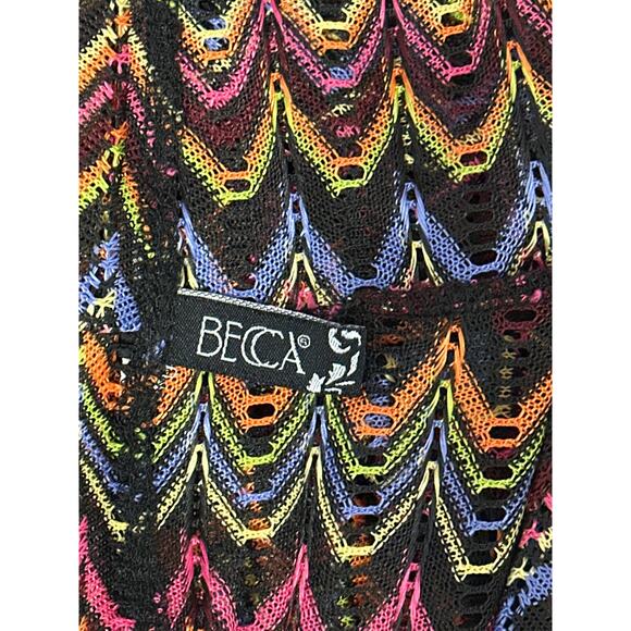 Becca Carnavale Swim Cover-Up Pants Side Slit Crochet Sheer Rainbow Size S ** - Picture 10 of 12